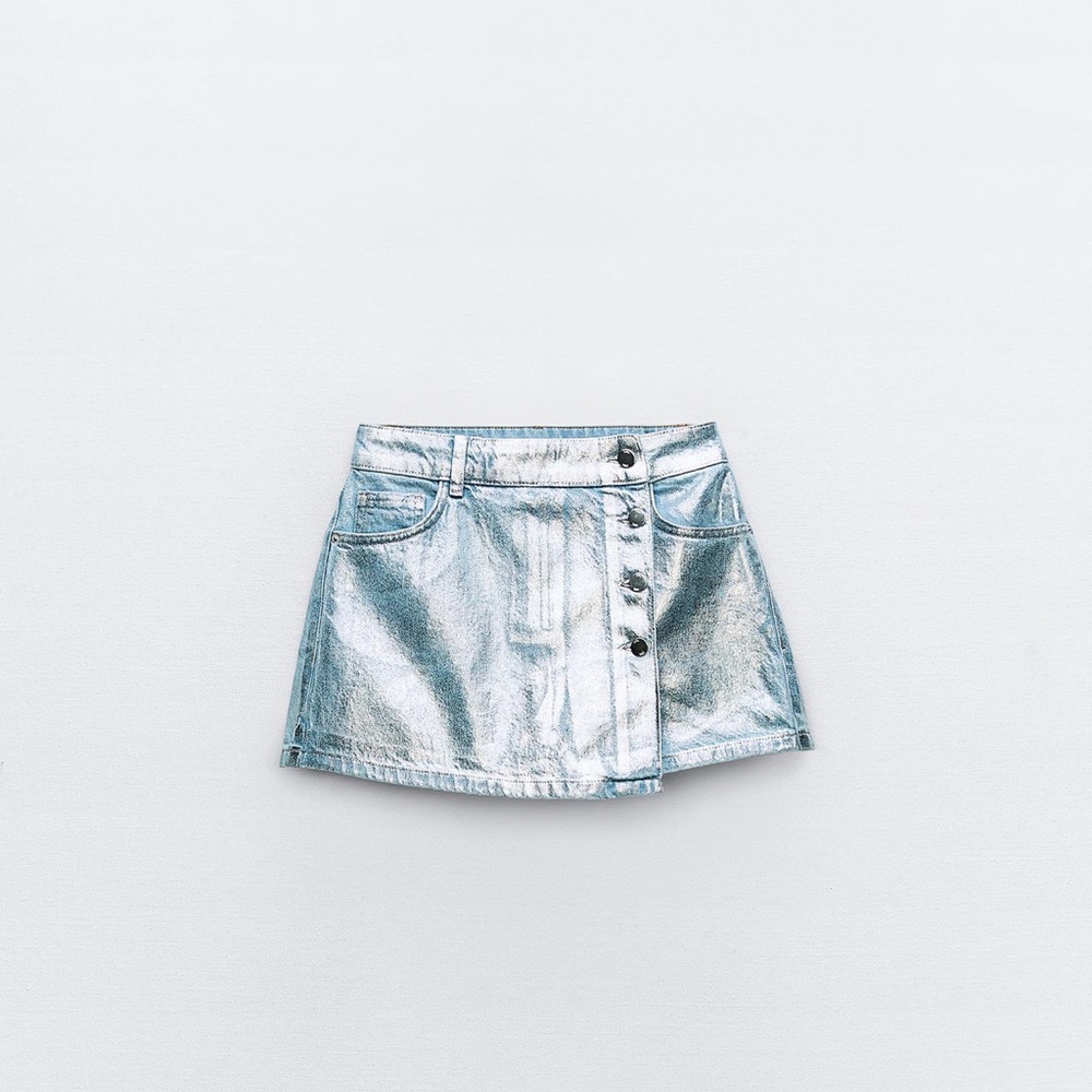 Zara Blue Denim Mini Skirt Asymmetrical Style